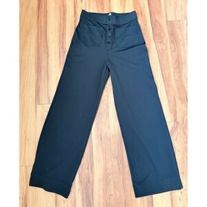 Halara Wide Leg Dress Pants Button Up High Waist Black XSP